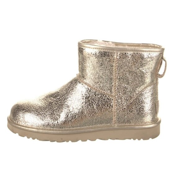 WOMENS GOLD LEATHER ANKLE BOOT 8 - Picture 2 of 5